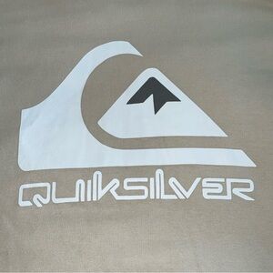 Vintage Y2K Quiksilver Men's Beige Pullover Hoodie with‎ Logo, Front Pocket Sz L